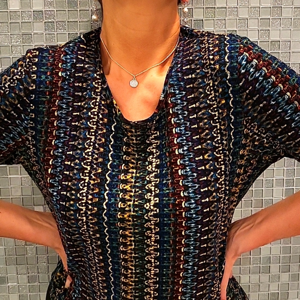 Multi-color & Metallic 3/4 Sleeve Blouse, PM, LIKE NEW condition! - Picture 1 of 10